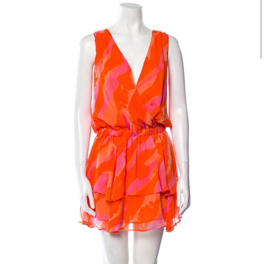Ramy Brook Vibrant Orange and Pink Women's Dress small